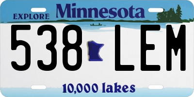 MN license plate 538LEM