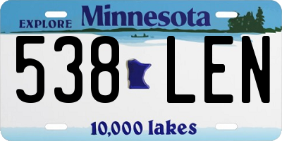 MN license plate 538LEN