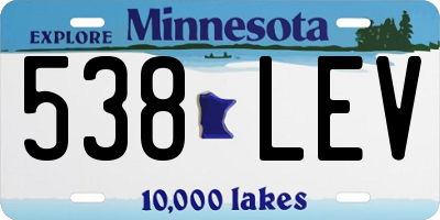 MN license plate 538LEV
