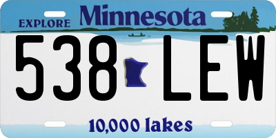 MN license plate 538LEW
