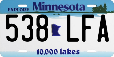 MN license plate 538LFA