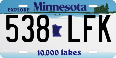 MN license plate 538LFK