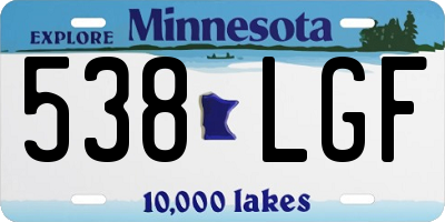 MN license plate 538LGF
