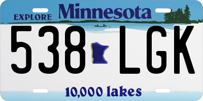 MN license plate 538LGK