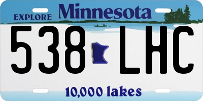 MN license plate 538LHC