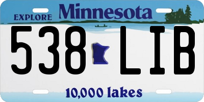MN license plate 538LIB