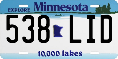 MN license plate 538LID