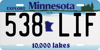 MN license plate 538LIF