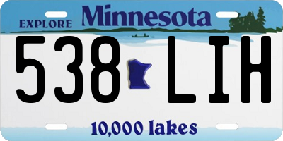 MN license plate 538LIH