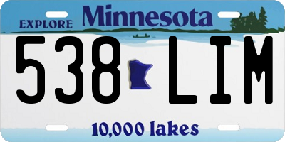 MN license plate 538LIM
