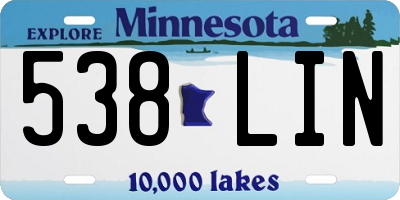 MN license plate 538LIN