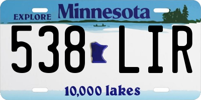 MN license plate 538LIR
