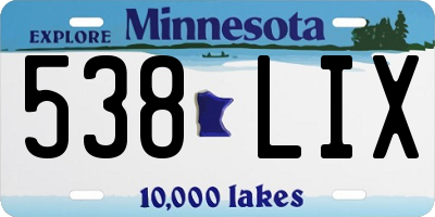 MN license plate 538LIX