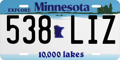 MN license plate 538LIZ