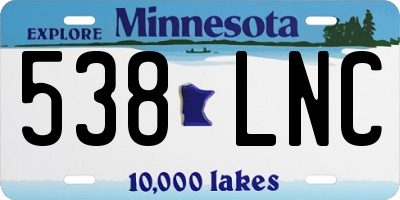 MN license plate 538LNC