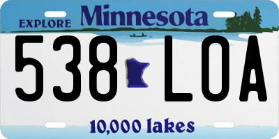 MN license plate 538LOA