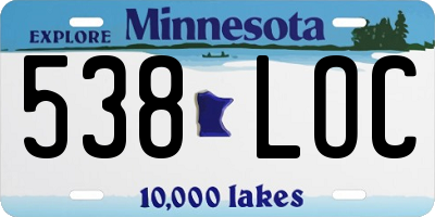 MN license plate 538LOC