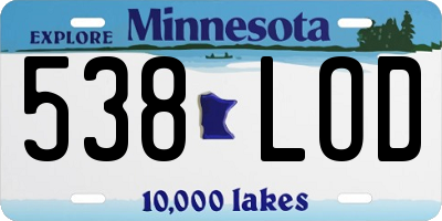 MN license plate 538LOD