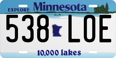 MN license plate 538LOE