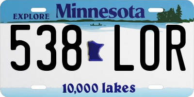 MN license plate 538LOR
