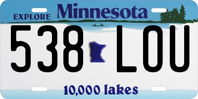 MN license plate 538LOU