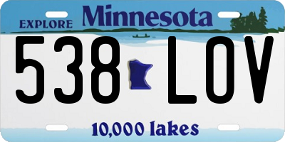 MN license plate 538LOV