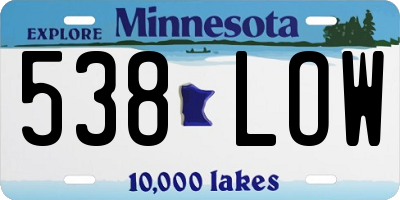 MN license plate 538LOW