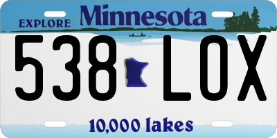 MN license plate 538LOX