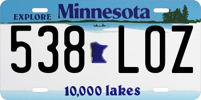 MN license plate 538LOZ