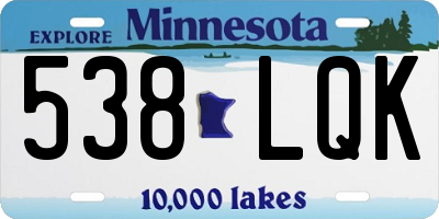 MN license plate 538LQK