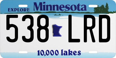 MN license plate 538LRD