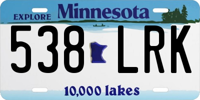 MN license plate 538LRK