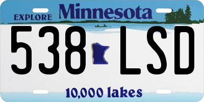 MN license plate 538LSD