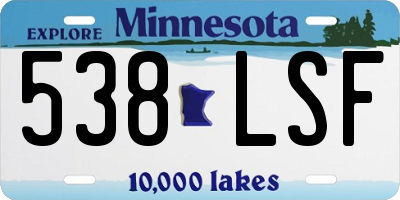 MN license plate 538LSF