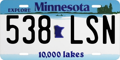 MN license plate 538LSN