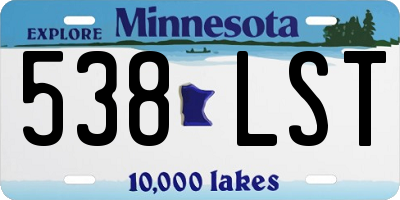 MN license plate 538LST