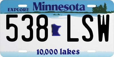 MN license plate 538LSW