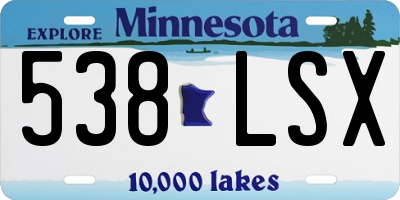 MN license plate 538LSX
