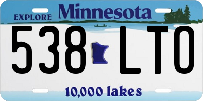 MN license plate 538LTO
