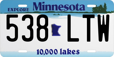 MN license plate 538LTW