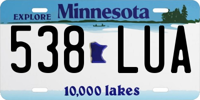 MN license plate 538LUA