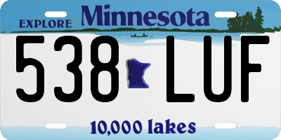 MN license plate 538LUF