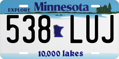 MN license plate 538LUJ