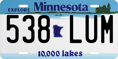 MN license plate 538LUM