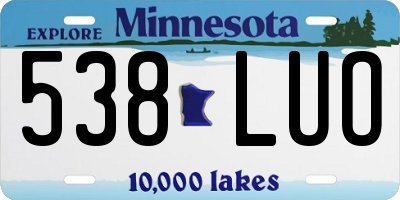 MN license plate 538LUO