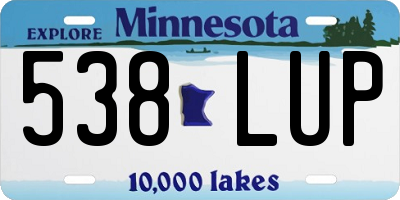 MN license plate 538LUP