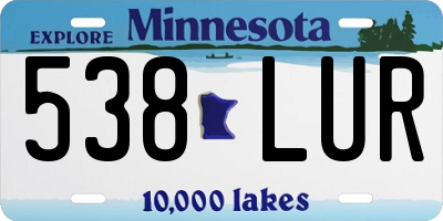 MN license plate 538LUR