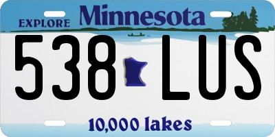 MN license plate 538LUS