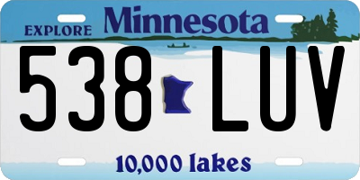 MN license plate 538LUV