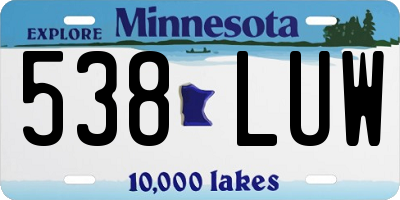 MN license plate 538LUW